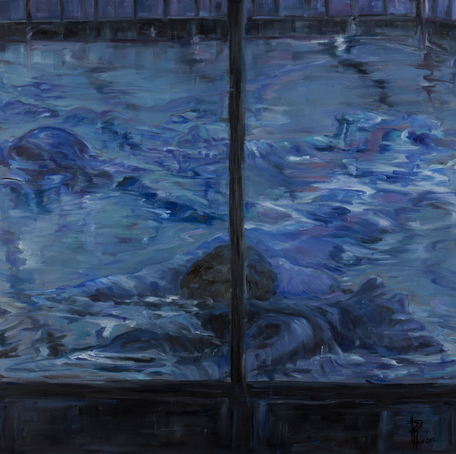 Blu notturno (2014)   dittico right panel     100x100 cm