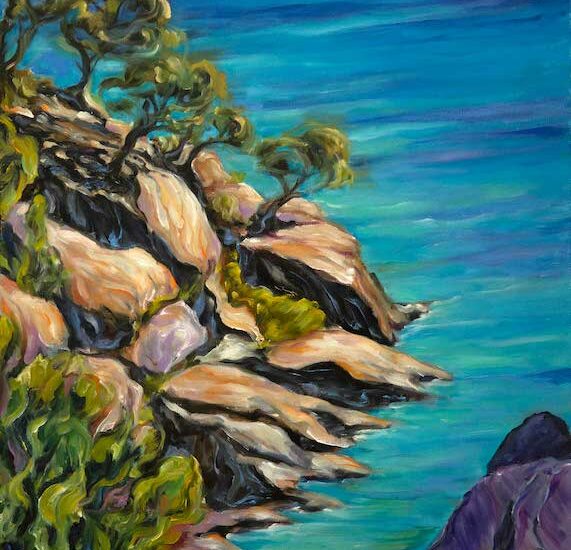 La falaise du spirituel, olio su tela, 70 x 50 cm, 2021