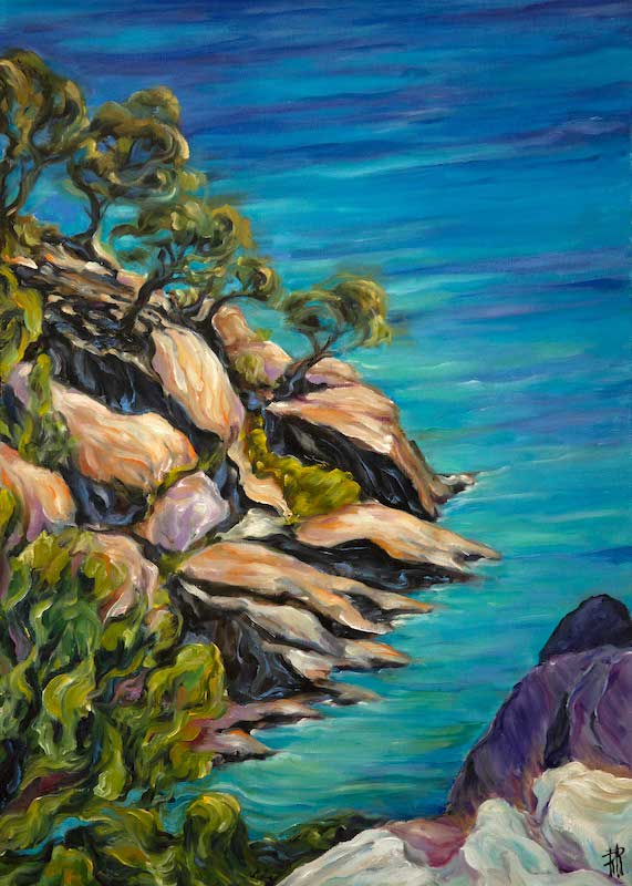 La falaise du spirituel, olio su tela, 70 x 50 cm, 2021