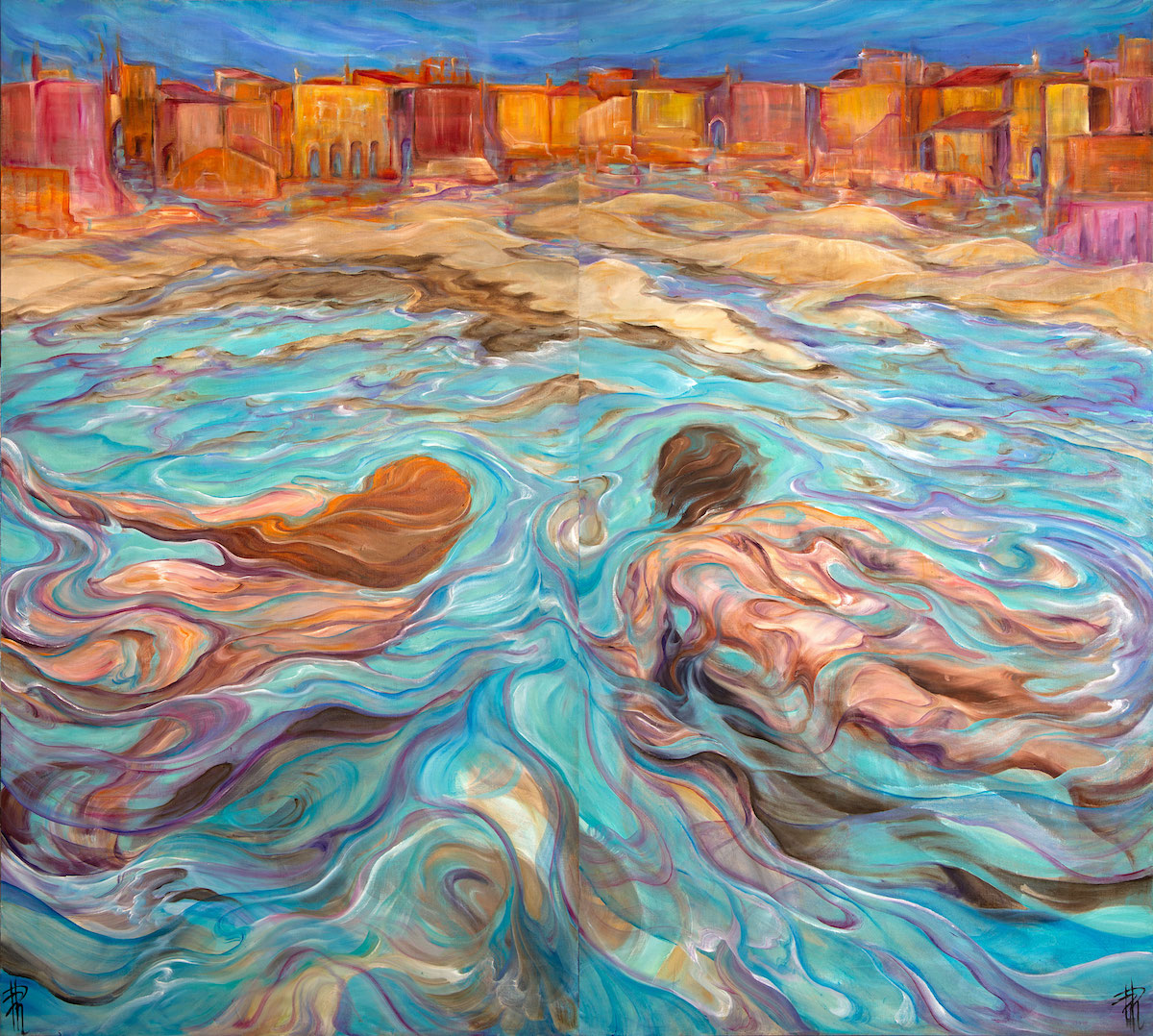 La terra promessa, olio su tela, 180 x 200 cm, dittico, 2020