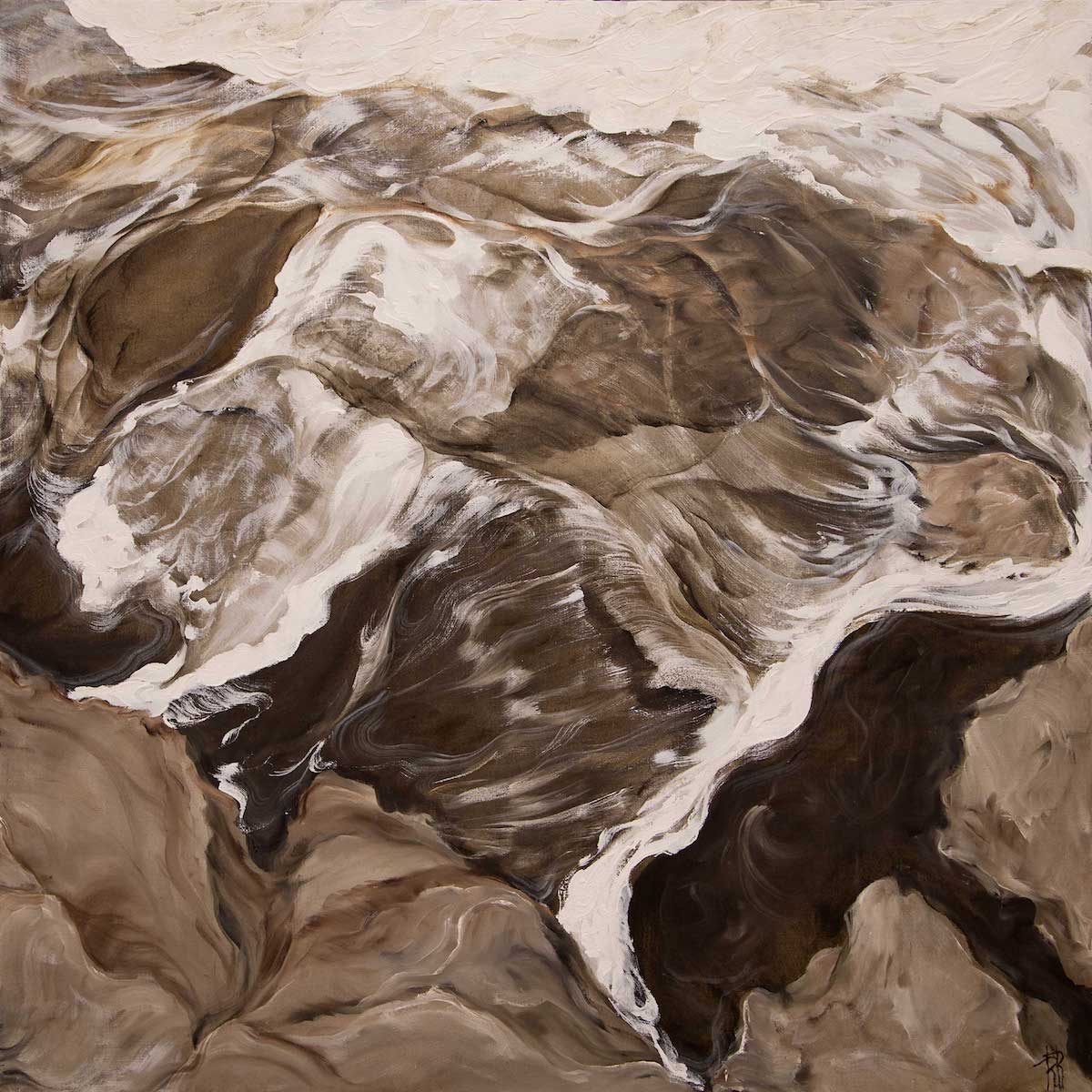Vertigine bianca, tecnica mista su tela, 100 x 100 cm, 2020